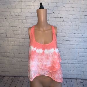 Forever 21 LA Pink & White Tie dye Tank top size L